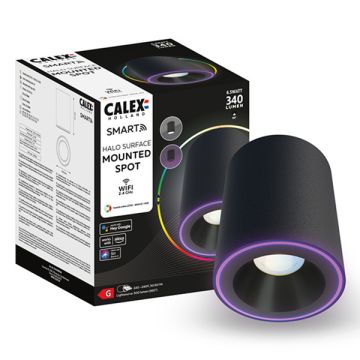 Calex slimme opbouwspot | Halo | Zwart | RGB + 2700-6500K | 6.5W