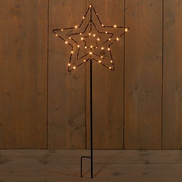 Kerstster op tuinsteker | 34 cm | 38 leds | Warm Wit