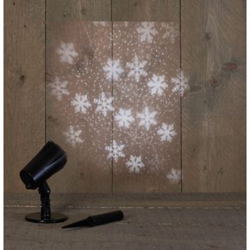 Kerst projector met timer | Sneeuwvlok met sneeuw | IP44 | Zwart