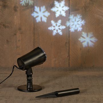 Kerst projector met timer | Sneeuwvlok | IP44 | Zwart