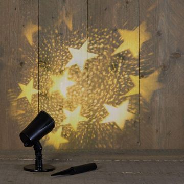 Kerst projector met timer | White stars | IP44 | Zwart