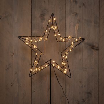 Kerstster op tuinsteker | 100 cm | 50 leds | Warm wit