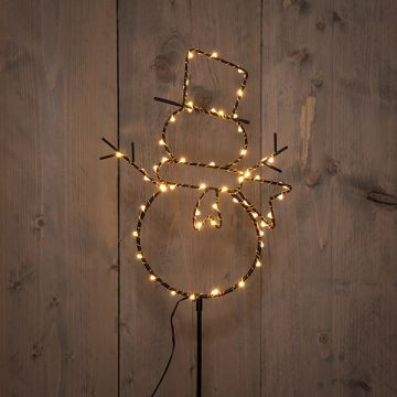 Sneeuwpop op tuinsteker | 100 cm | 56 leds | warm wit