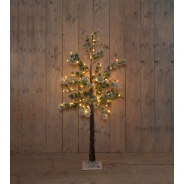 LED Kerstboom 150 cm | Denneboom met sneeuw | Extra warm wit | 80 lampjes | Geschikt voor buiten