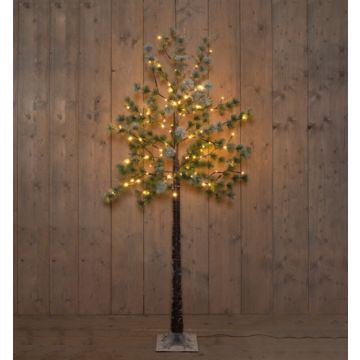 LED Kerstboom 180 cm | Denneboom met sneeuw | Extra warm wit | 96 lampjes | Geschikt voor buiten