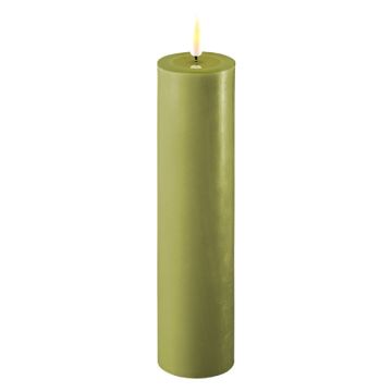 Led kaars 5 x 20 cm | Olive Green | 3D vlam | Deluxe HomeArt