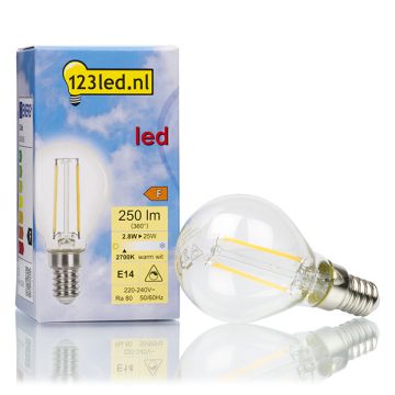 123led LED lamp E14 | Kogel P45 | Filament | Helder | 2700K | Dimbaar | 2.8W (25W)