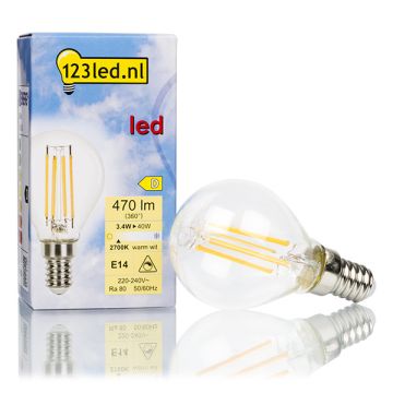 123led E14 filament led-lamp kogel dimbaar 3.4W (40W)