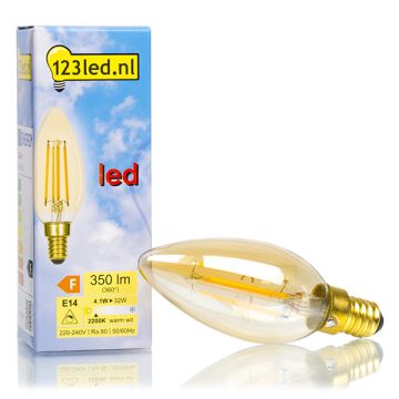 123led E14 filament led-lamp kaars goud dimbaar 4.1W (32W)