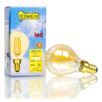 123led E14 filament led-lamp kogel goud dimbaar 4.1W (32W)