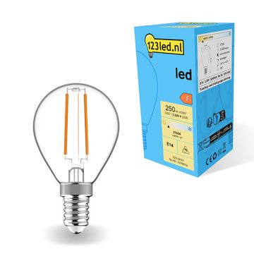 123led E14 filament led-lamp kogel dimbaar 2700K 2.5W (25W)