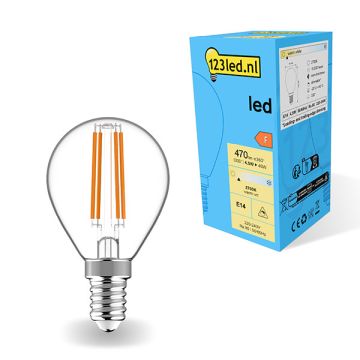 123led E14 filament led-lamp kogel dimbaar 2700K 4.5W (40W)