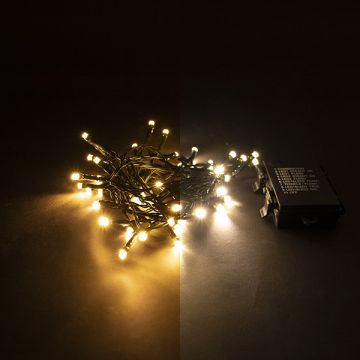 Kerstverlichting op batterijen 3,9 meter | extra warm wit & warm wit | 48 lampjes met timer