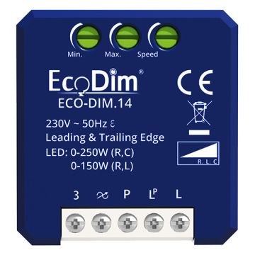 Led dimmer module 0-250W | Fase aan- en afsnijding (RLC) | EcoDim DIM.14