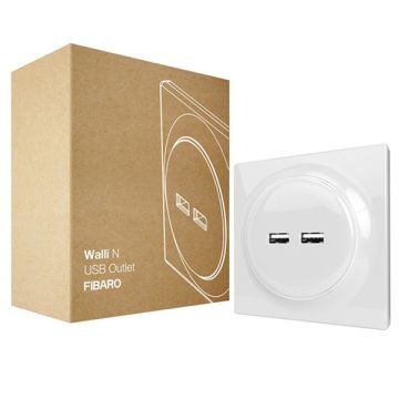 FIBARO Walli N USB Outlet | Dubbele USB aansluiting | Wit