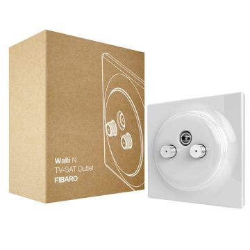 FIBARO Walli N TV-SAT Outlet | 2 SAT-aansluitingen en 1 TV-aansluiting | Wit