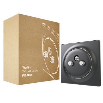 FIBARO Walli N TV-SAT Outlet | 2 SAT-aansluitingen en 1 TV-aansluiting | Antraciet