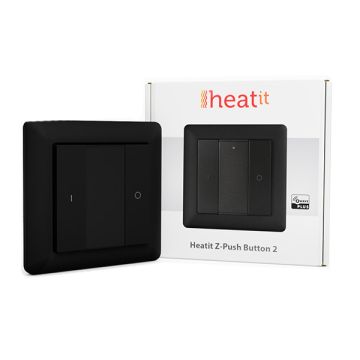 Heatit Z-Push Button 2 | Draadloze schakelaar | Z-Wave Plus | Zwart