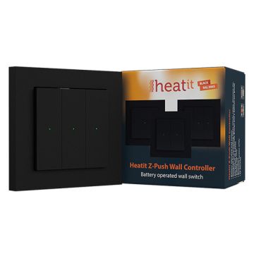 Heatit Z-Push | Wandschakelaar | Z-Wave Plus | Zwart