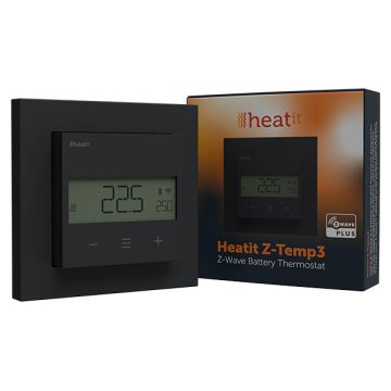 Heatit Z-TEMP3 thermostaat | Draadloos | Z-Wave Plus | Zwart