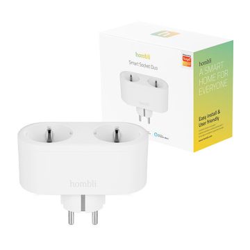 Hombli Smart Plug Duo met energiemeter | Max. 3680W | Wit