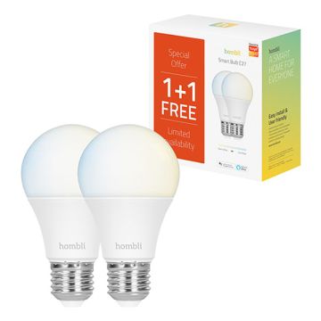 Hombli Smart Bulb E27 | Instelbaar wit | 2 stuks | 9W | 2700K-6500K