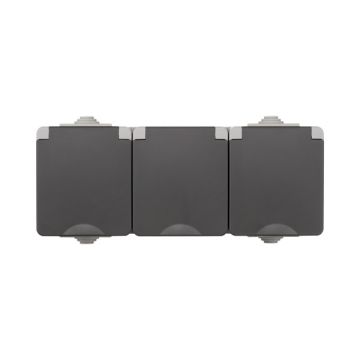 ION Industries Opbouw Stopcontact 3-voudig | IP55 | Grijs