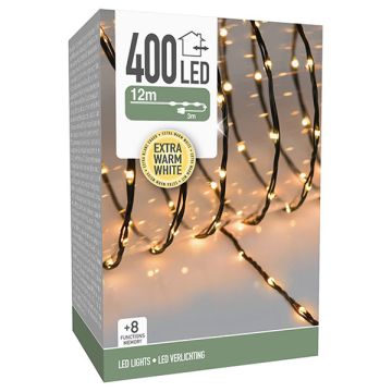 Kerstverlichting 12 meter | Extra Warm Wit | Soft Wire | Zwart | 400 lampjes