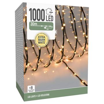 Kerstverlichting 30 meter | Extra Warm Wit | Soft Wire | Zwart | 1000 lampjes