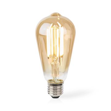 Nedis Smart lamp E27 | Edison ST64 | 1800-3000K | Filament | Goud | 806 lumen | 7W