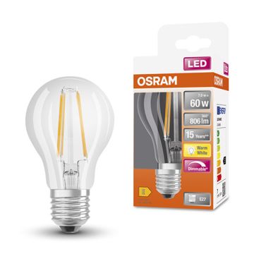 Osram LED lamp E27 | Peer A60 | Filament | 2700K | Helder | Dimbaar | 7W (60W)