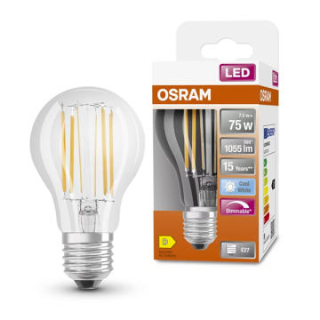 Osram LED lamp E27 | Peer A60 | Filament | Helder | Dimbaar | 4000K | 7.5W (75W)