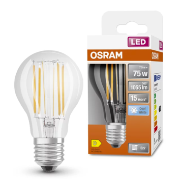 Osram LED lamp E27 | Peer A60 | Filament | Helder | 4000K | 7.5W (75W)