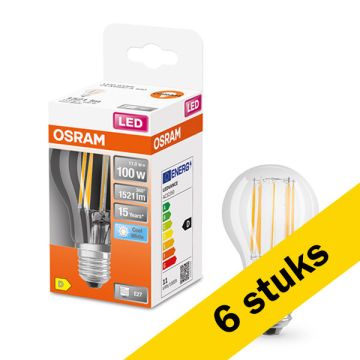 Aanbieding: 6x Osram LED lamp E27 | Peer A60 | Filament | Helder | 4000K | 11W (100W)