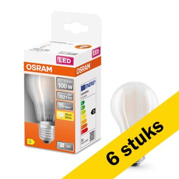 Aanbieding: 6x Osram LED lamp E27 | Peer A60 | Mat | 2700K | 11W (100W)