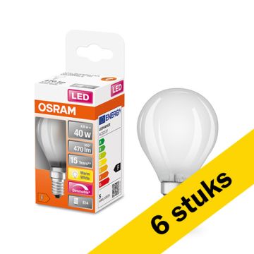 Aanbieding: 6x Osram LED lamp E14 | Kogel P45 | Mat | 2700K | Dimbaar | 4.8W (40W)