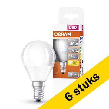 Aanbieding: 6x Osram LED lamp E14 | Kogel P45 | Mat | 2700K | 4.9W (40W)