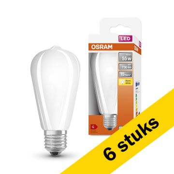 Aanbieding: 6x Osram LED lamp E27 | Edison ST64 | Mat | 2700K | 6.5W (60W)