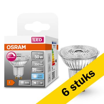 Aanbieding: 6x Osram GU10 LED spot | 4000K | Dimbaar | 4.5W (50W)