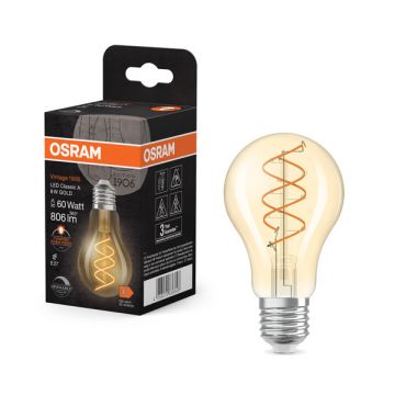 Osram LED lamp E27 | Peer A60 | Goud | Filament | 2200K | Dimbaar | 8W (60W)