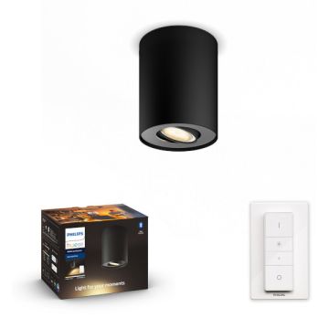 Philips Hue Pillar opbouwspot zwart | White Ambiance | incl. dimmer switch