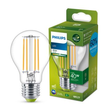 Philips LED lamp E27 | Peer A60 | Ultra Efficient | Filament | 3000K | 2.3W (40W)