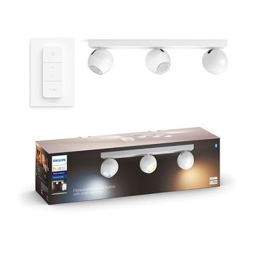 Philips Hue Buckram Opbouwspot | Wit | 3 spots | White Ambiance | incl. dimmer switch