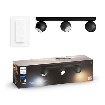 Philips Hue Buckram Opbouwspot | Zwart | 3 spots | White Ambiance | incl. dimmer switch