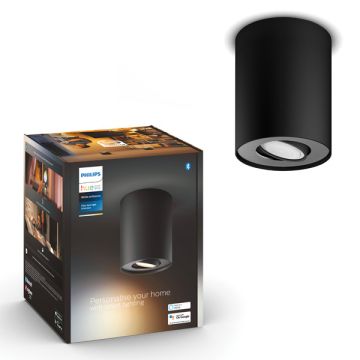 Philips Hue Pillar Opbouwspot | Zwart | 1 spot | White Ambiance