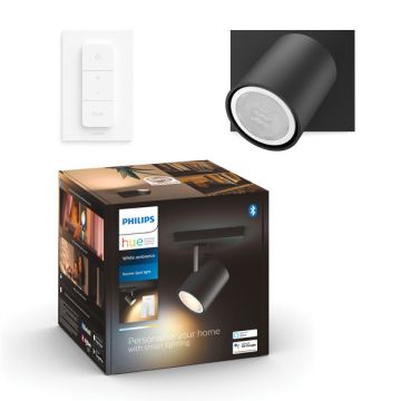 Philips Hue Runner Opbouwspot | Zwart | 1 spot | White Ambiance | incl. dimmer switch