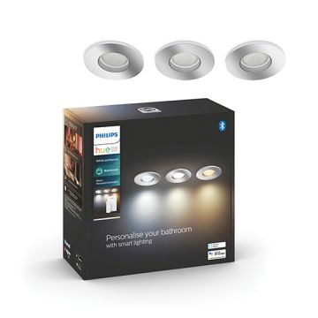 Philips Hue Adore Badkamer inbouwspot | Rond | Chroom | White Ambiance | 3 stuks