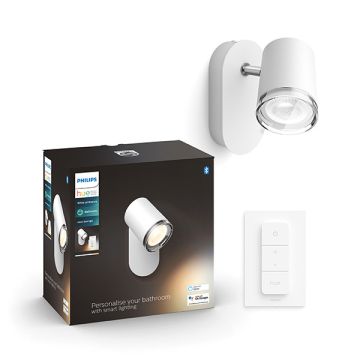 Philips Hue Adore Badkameropbouwspot | Wit | 1 spot | White Ambiance | incl. dimmer switch