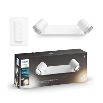 Philips Hue Adore Badkameropbouwspot | Wit | 2 spots | White Ambiance | incl. dimmer switch