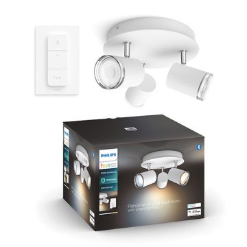 Philips Hue Adore Badkameropbouwspot | Rond | Wit | 3 spots | White Ambiance | incl. dimmer switch